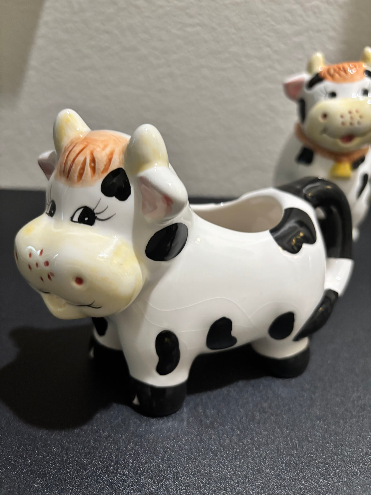 Ceramic cow creamer and covered sugar bowl set farmhouse, kitchen, decor