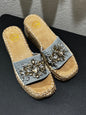White Mountain Women’s Jean Jewel Embellished Wedge Espadrille Shoes size 8