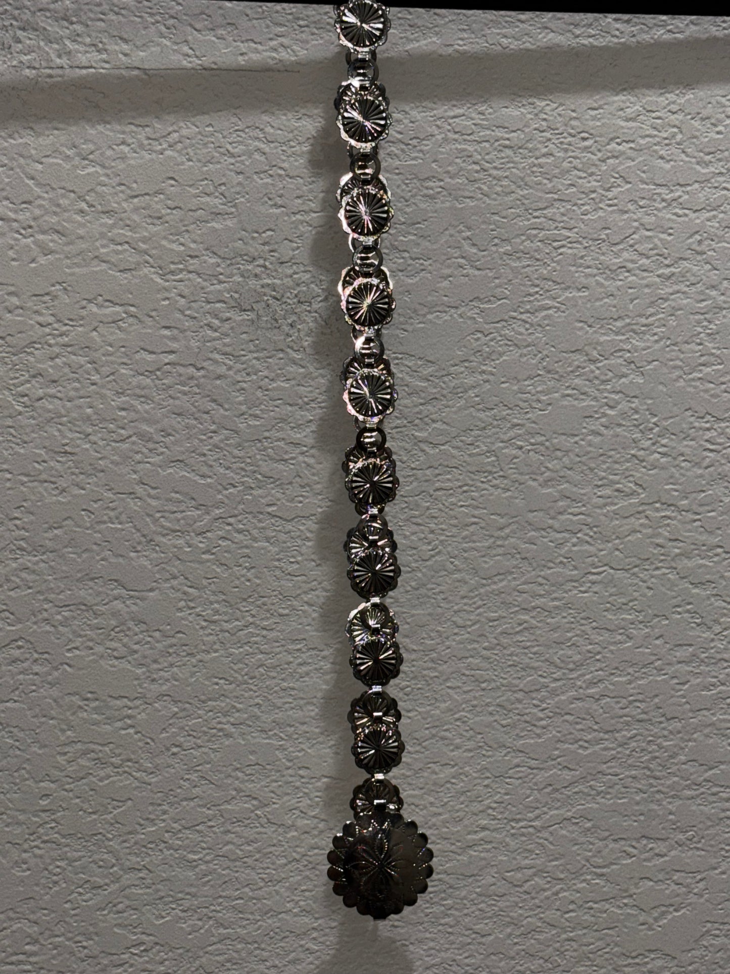 Women’s Silver Metal Belt with Floral Design, 33 inches Length