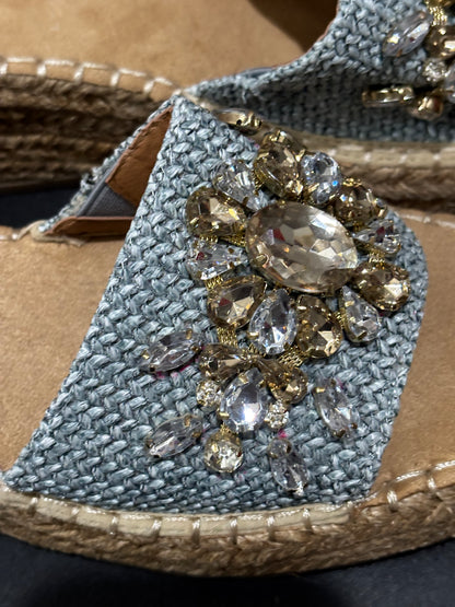White Mountain Women’s Jean Jewel Embellished Wedge Espadrille Shoes size 8