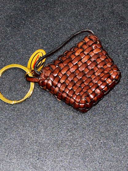 Talbots leather basket weave mini coin purse
