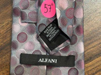 Alfani Gray w/ Pink Dots Tie 100% Silk 57”