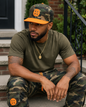 Camo and Orange Adjustable Hat