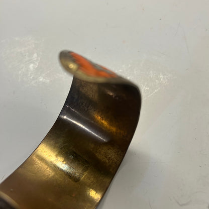 Vintage Orange Chevron Design Brass Bangle Bracelet
