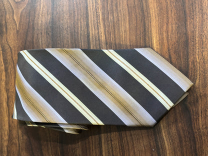 Alexander Julian Gold & Black Striped Tie 100% Silk 58”