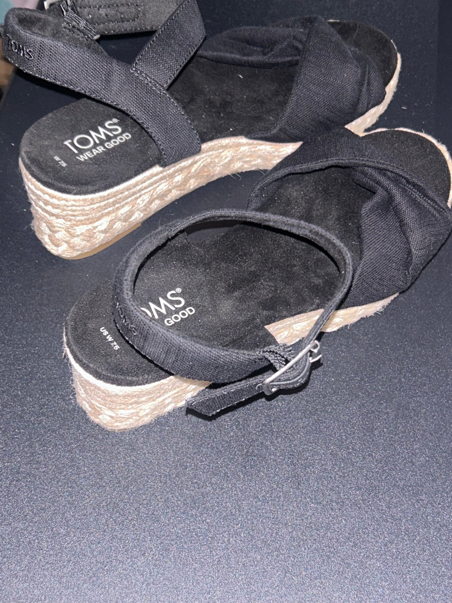 TOMS Women’s Black Wedge Espadrilles size 7.5
