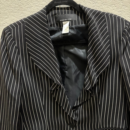 Jones NewYork Black White Striped Womens Blazer Size 10