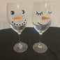 Snowman wine glasses (set up 2)9 inches tall￼