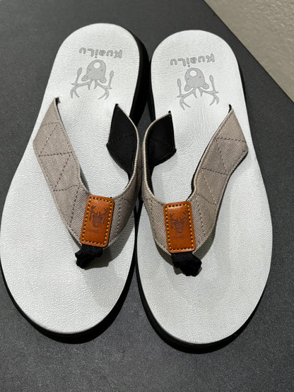 Kuala Unisex Gray Flip Flops size 41 (9.5 women, 8 men)