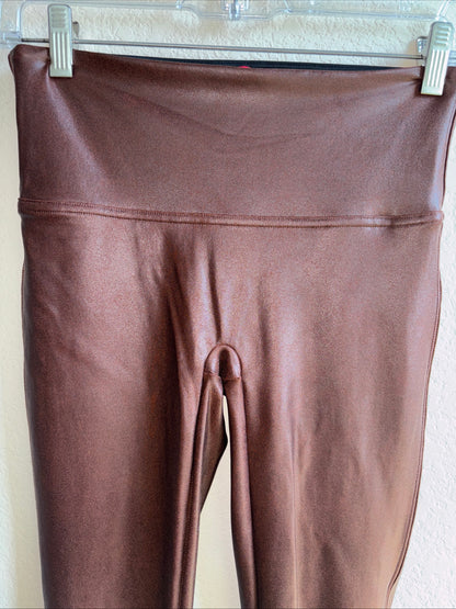 Spanx faux leather brown leggings size medium women’s