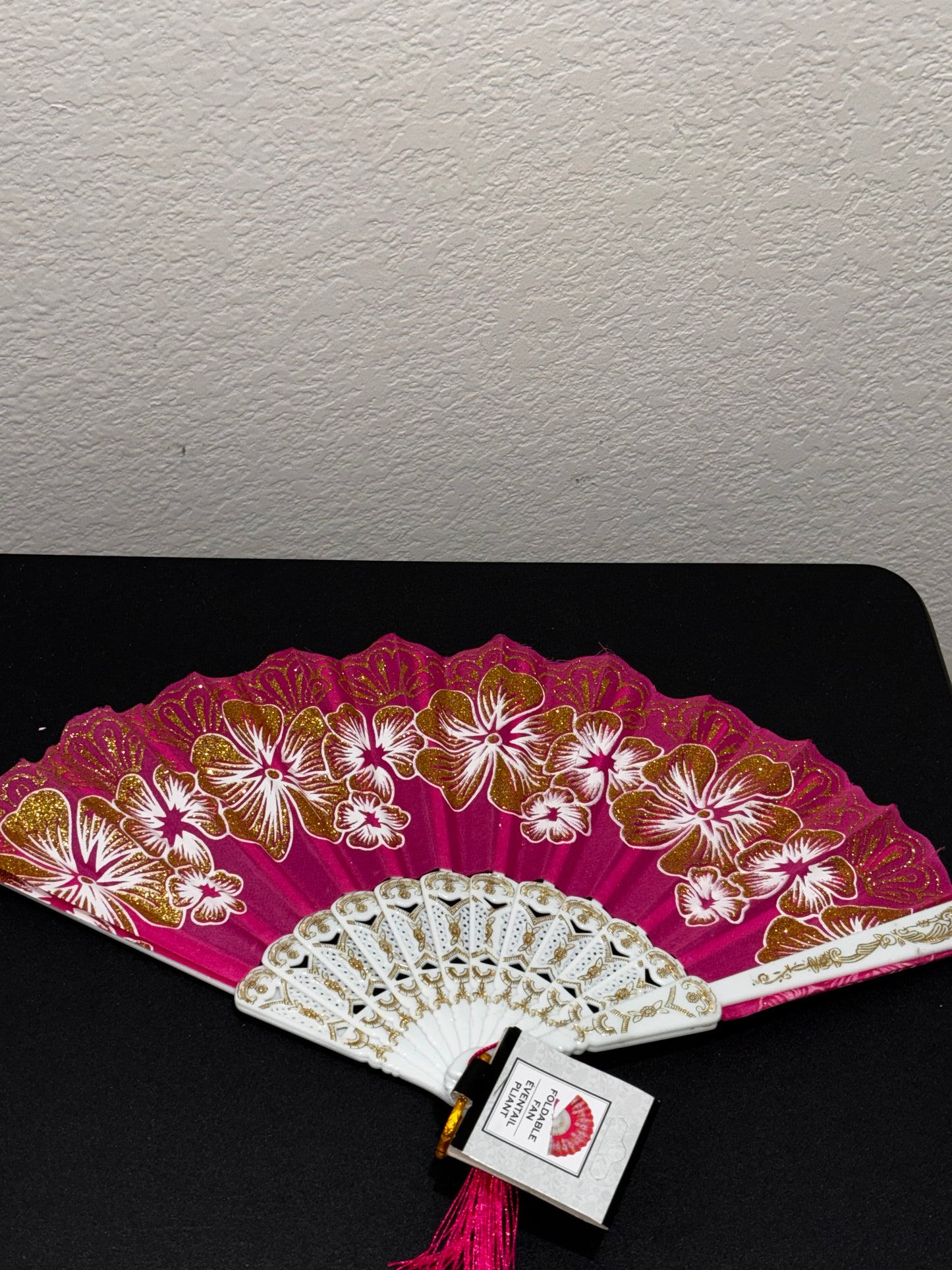 Pink White Floral Design Women’s Hand Fan