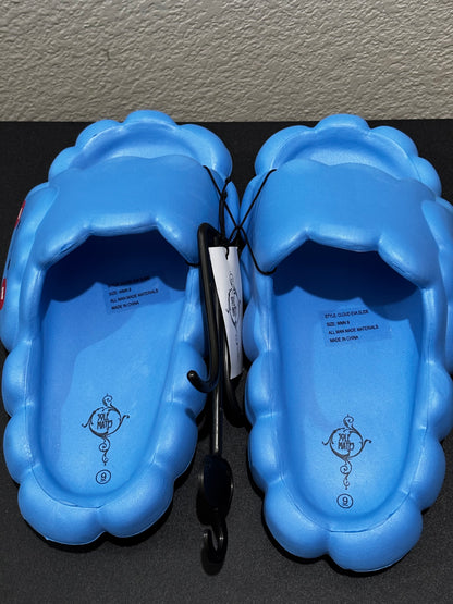 Solemates Women’s Blue Smiling Cloud Slip-on Slides size  9