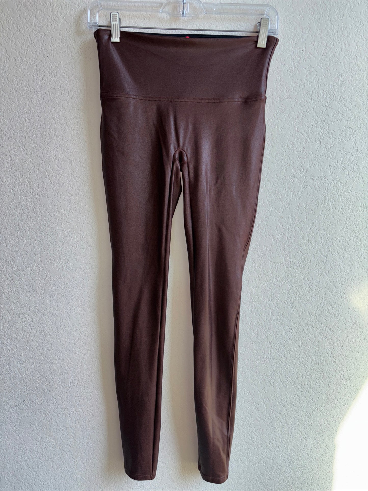 Spanx faux leather brown leggings size medium women’s
