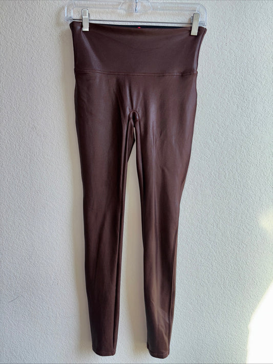 Spanx faux leather brown leggings size medium women’s