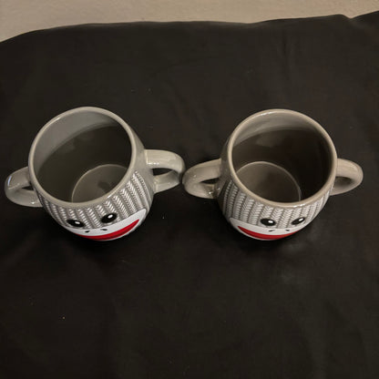 SOCK Monkey Gray mugs set of 2￼