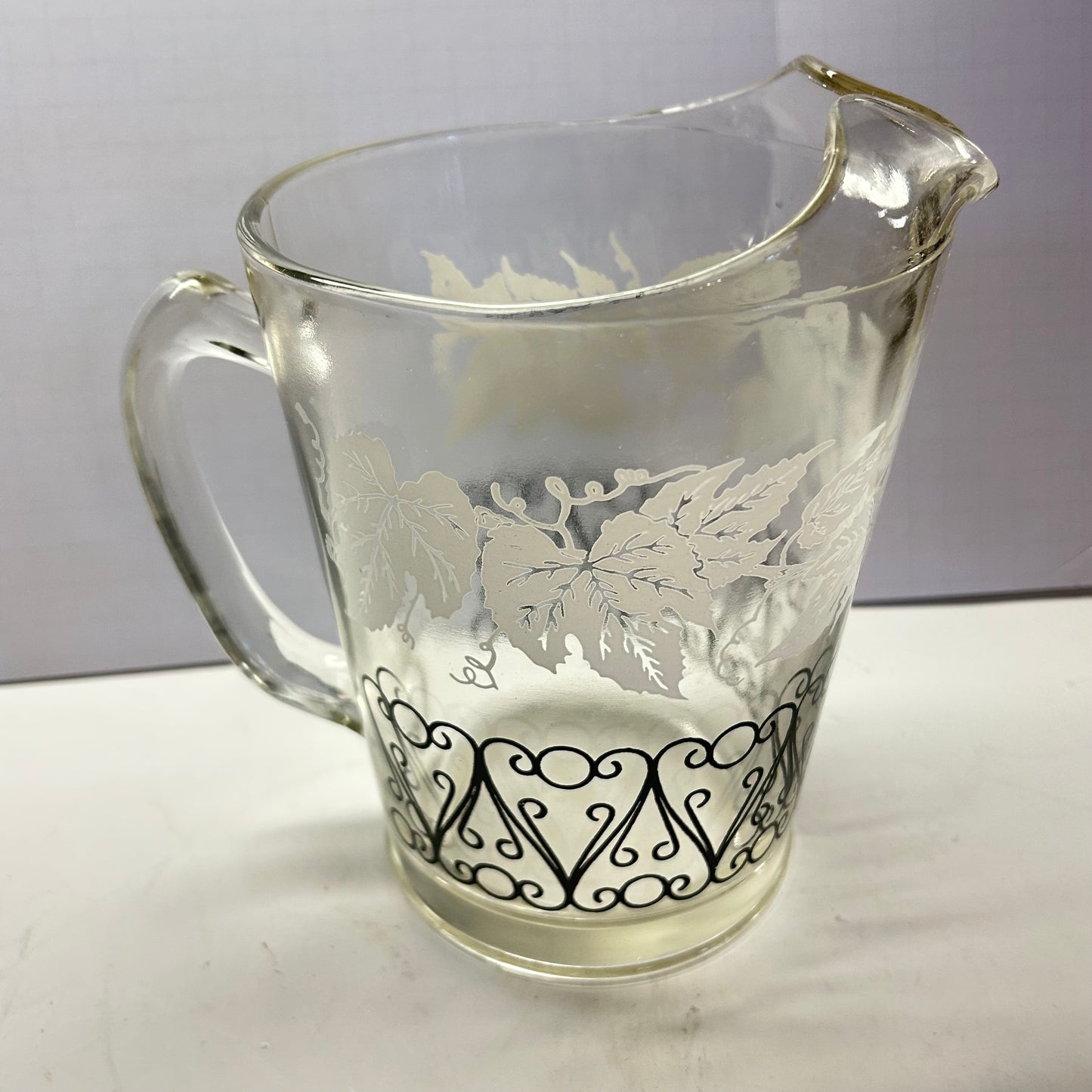 Bartlett Collins Black and White Glass Pitcher Tea Pitcher