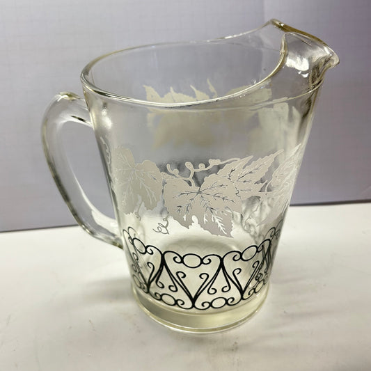 Bartlett Collins Black and White Glass Pitcher Tea Pitcher
