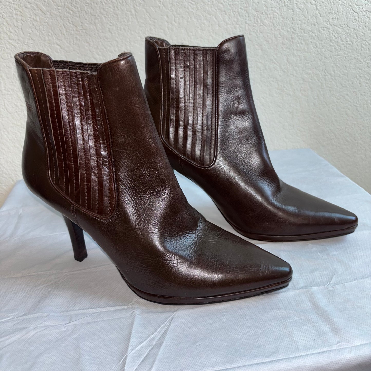 Cole Haan Nike Air Brown Leather Ankle Heel Boots women’s 8