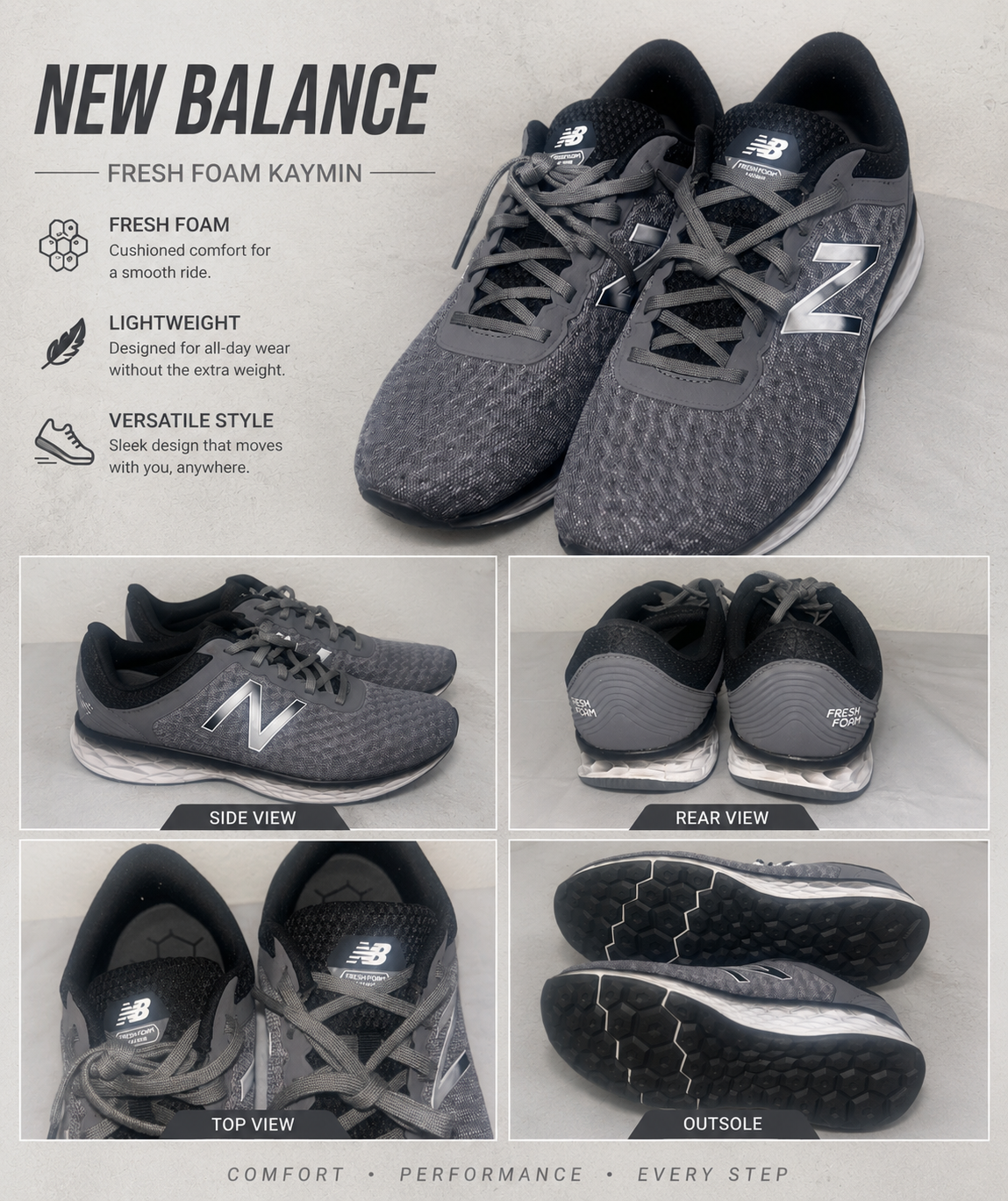 New balance, Gray Sneakers, Men’s 9.5