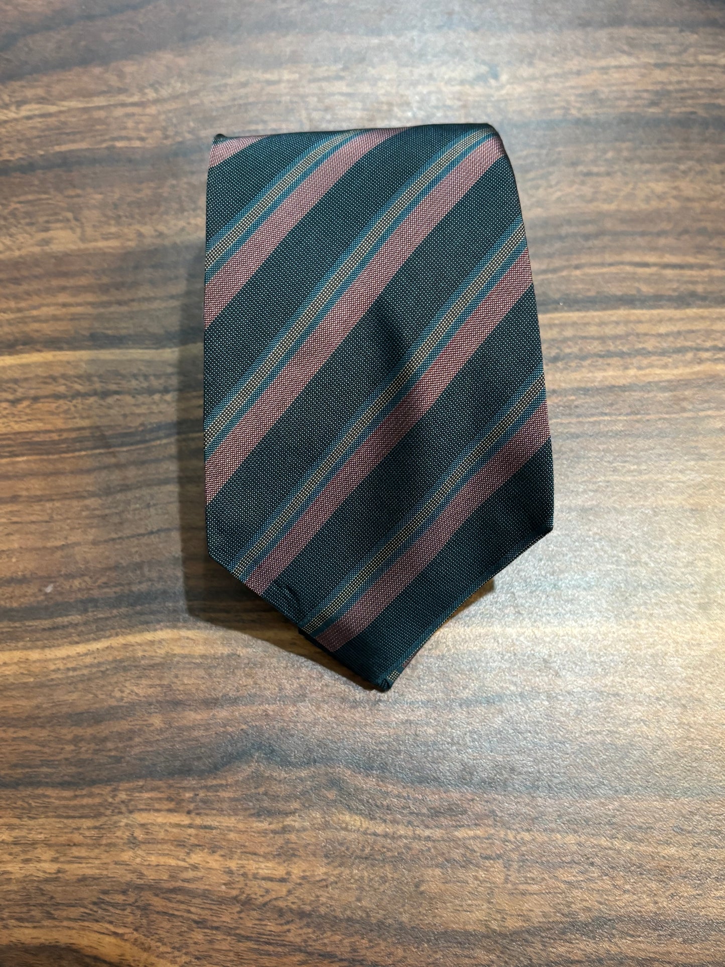 Black Striped Tie 100% Silk 55” handmade in Italy ￼