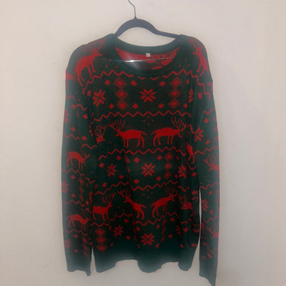 Mens green and red Christmas sweater size large