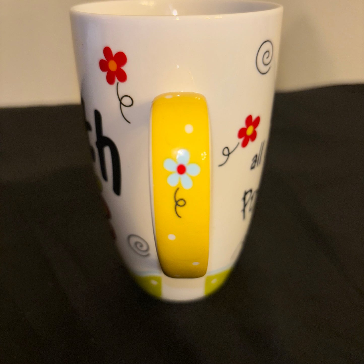 White multicolor, ceramic coffee mug “ faith with God, all things are possible”￼