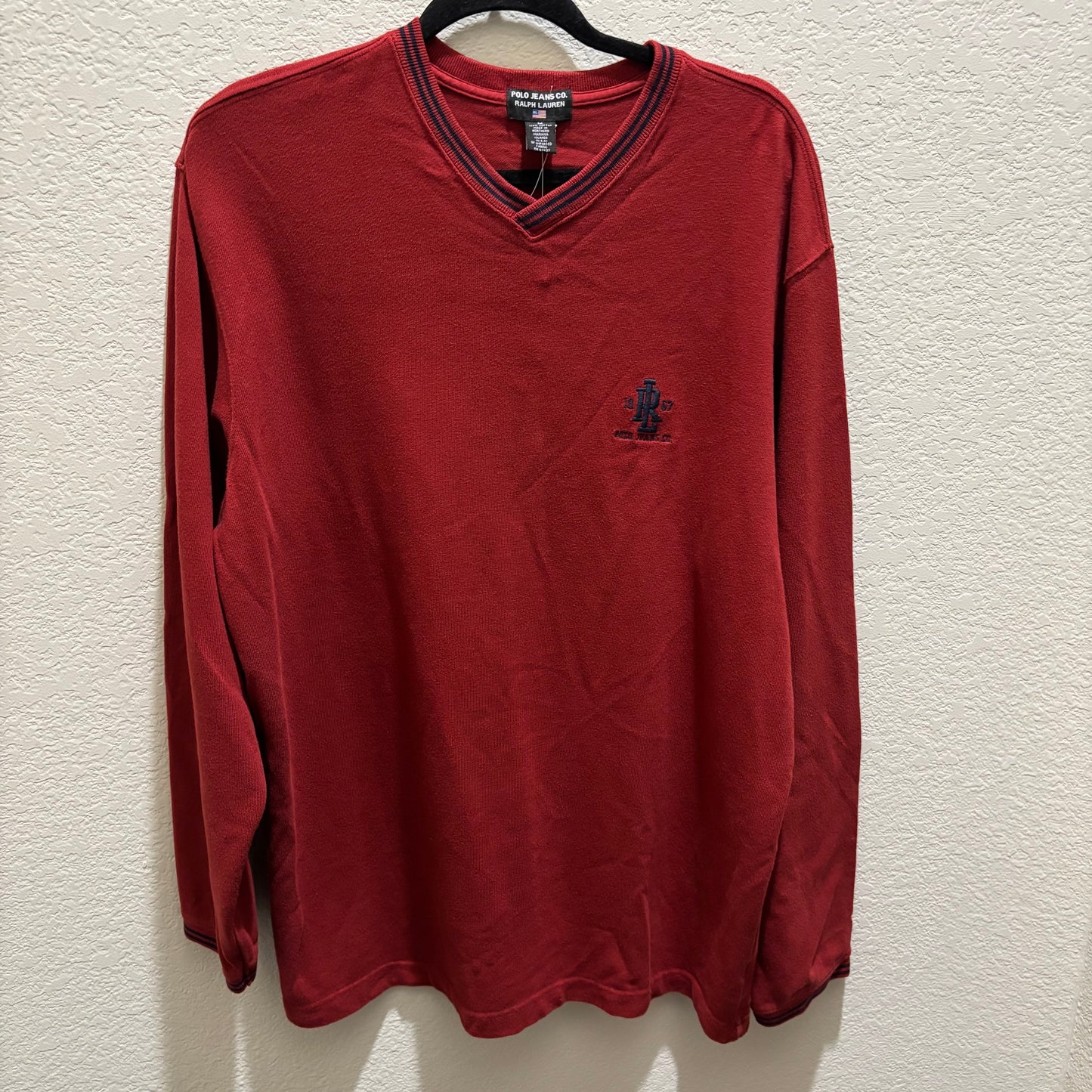 Polo Jeans Co. Ralph Lauren Brick Red Long Sleeve V Neck Pullover