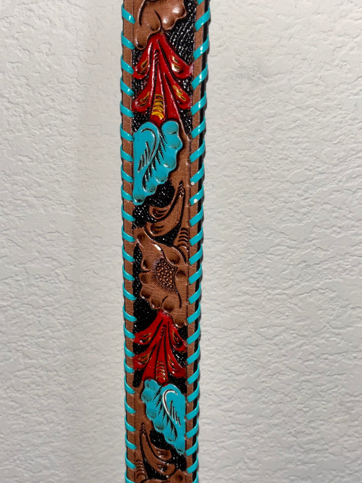 Western Turquoise Brown Tooled Belt by Myra