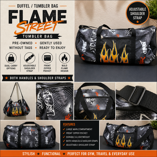 Flame Street duffel bag with adjustable strap