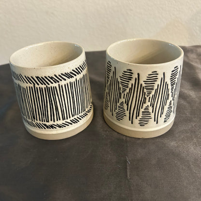 Mugs Black and Cream With Geometric Design by Bloomingville set of 2