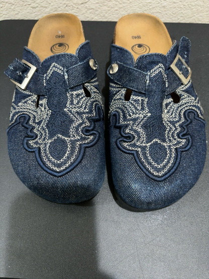 Denim Jean Western Style Slider shoes Women’s 9