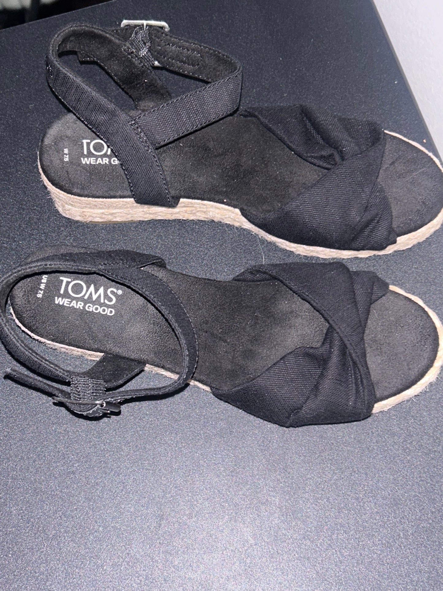 TOMS Women’s Black Wedge Espadrilles size 7.5