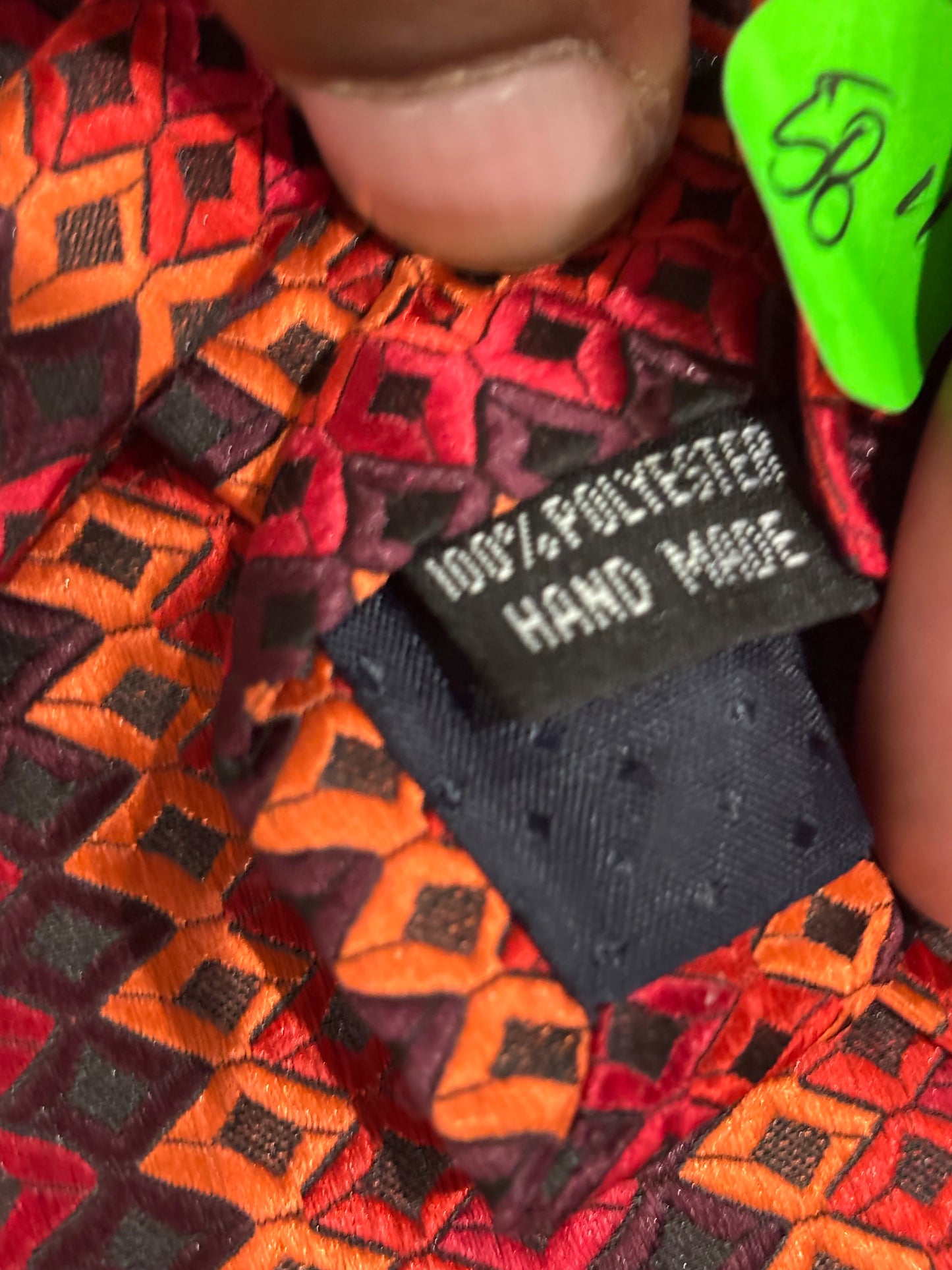 Brand Q Red/Orange/Yellow Patterned Tie 100% Polyester 58”