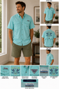 Columbia PFG aqua blue color with fish design size mens 2X