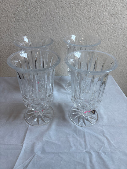 ST George Crystal Pedestal Vase Glasses (4 Count) 7" Vintage