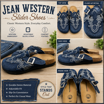 Denim Jean Western Style Slider shoes Women’s 9