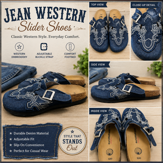 Denim Jean Western Style Slider shoes Women’s 9