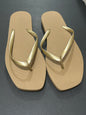Tan and Gold Women’s flip-flops size 10