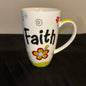 White multicolor, ceramic coffee mug “ faith with God, all things are possible”￼