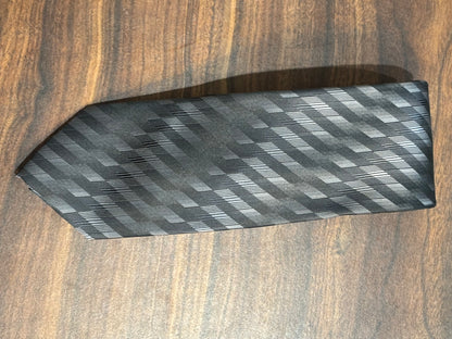 John Ashford Black/Gray Shiny Geometric Tie 100% Polyester 59”
