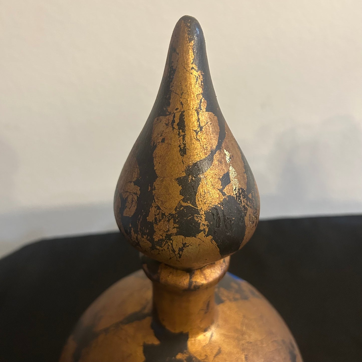 Gold and black vase, genie bottle style with lid