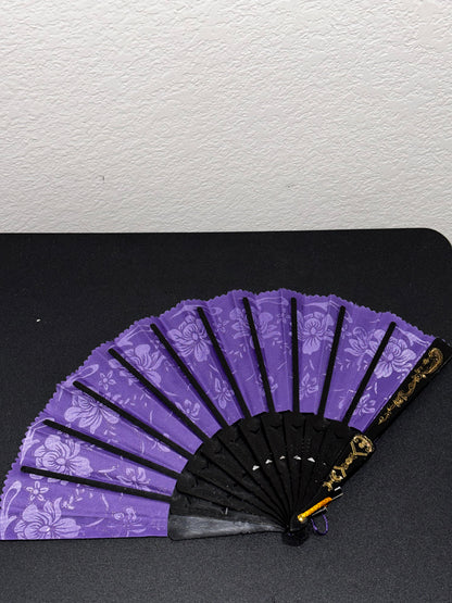 Purple White Floral Women’s Hand Fan