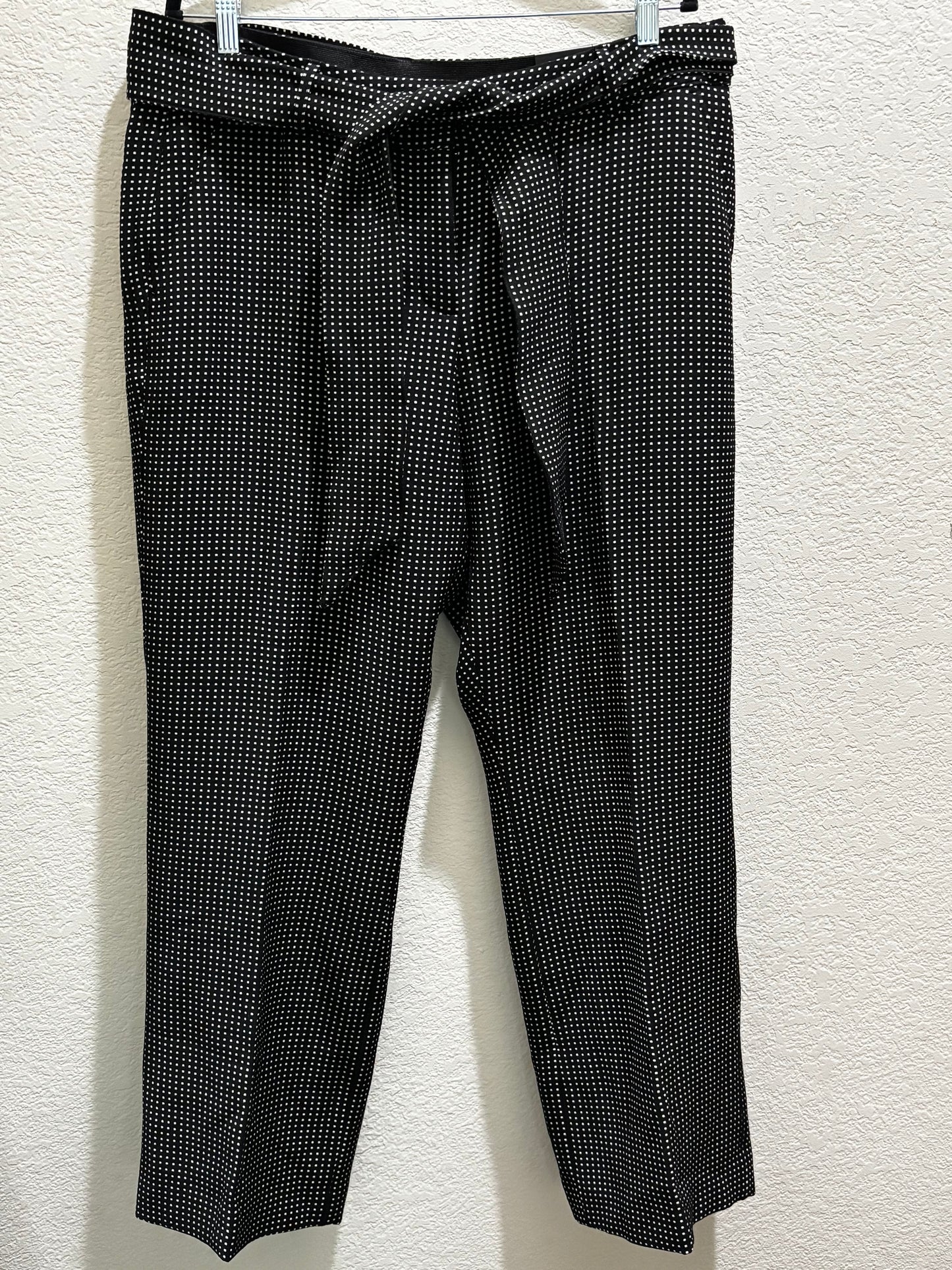 Lane Bryant Black Polka Dot Wide Leg Trouser Pants with Belt size 16