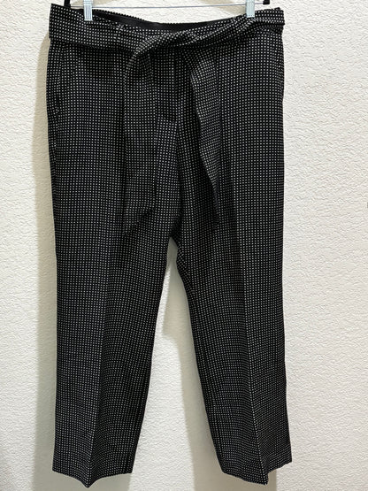 Lane Bryant Black Polka Dot Wide Leg Trouser Pants with Belt size 16