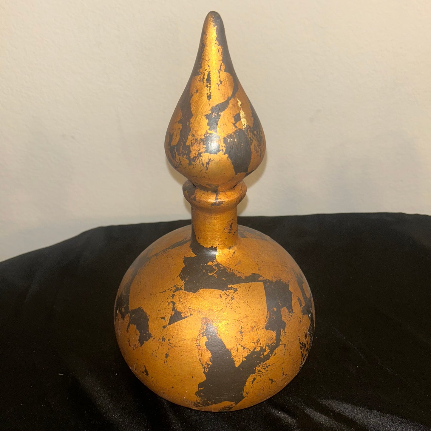 Gold and black vase, genie bottle style with lid