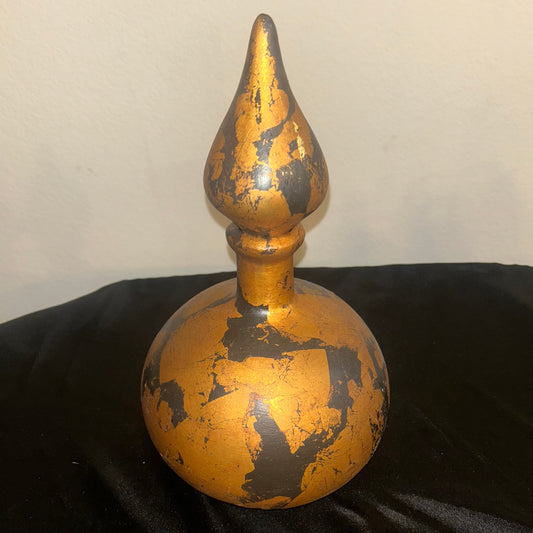 Gold and black vase, genie bottle style with lid
