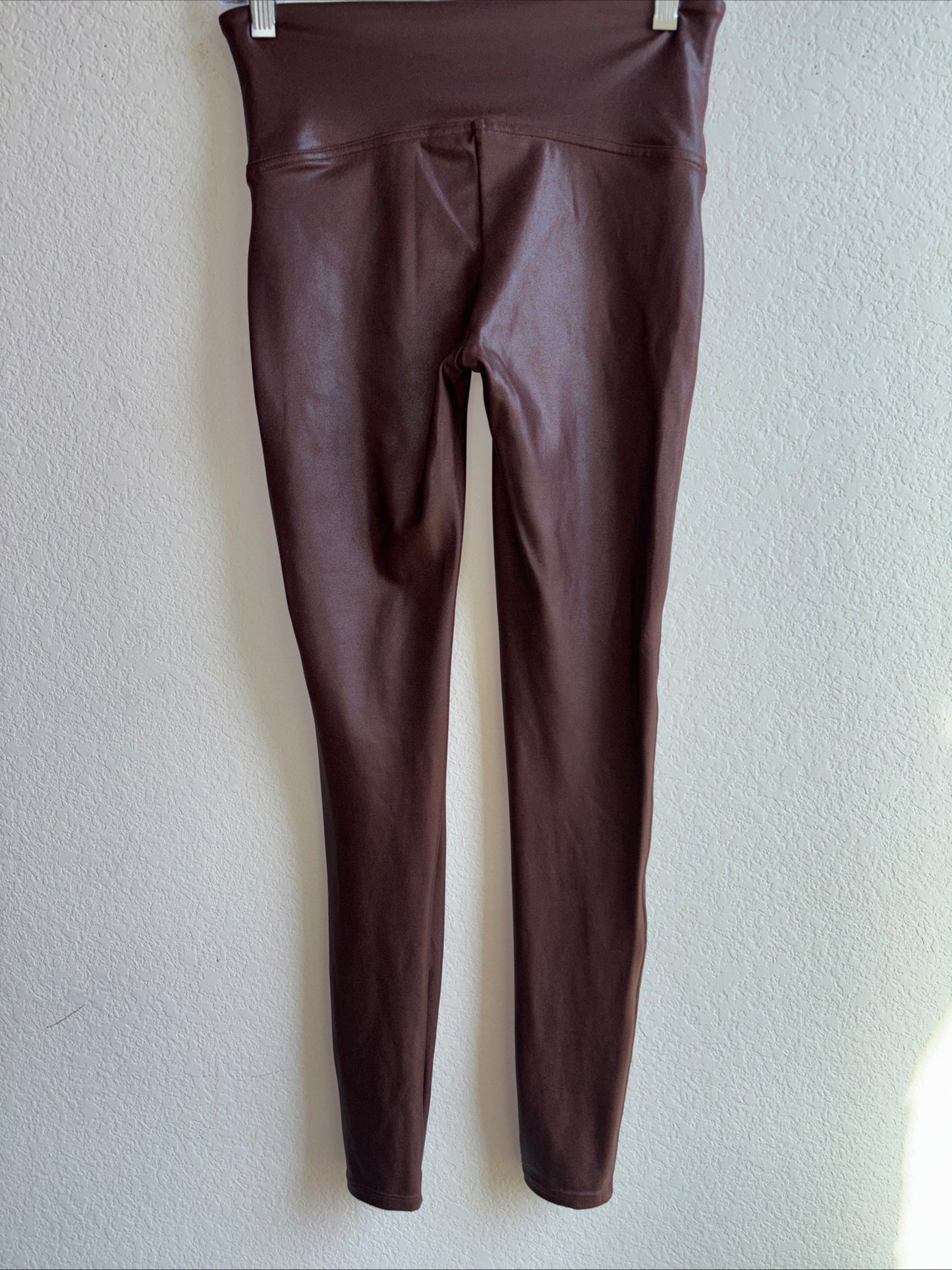 Spanx faux leather brown leggings size medium women’s