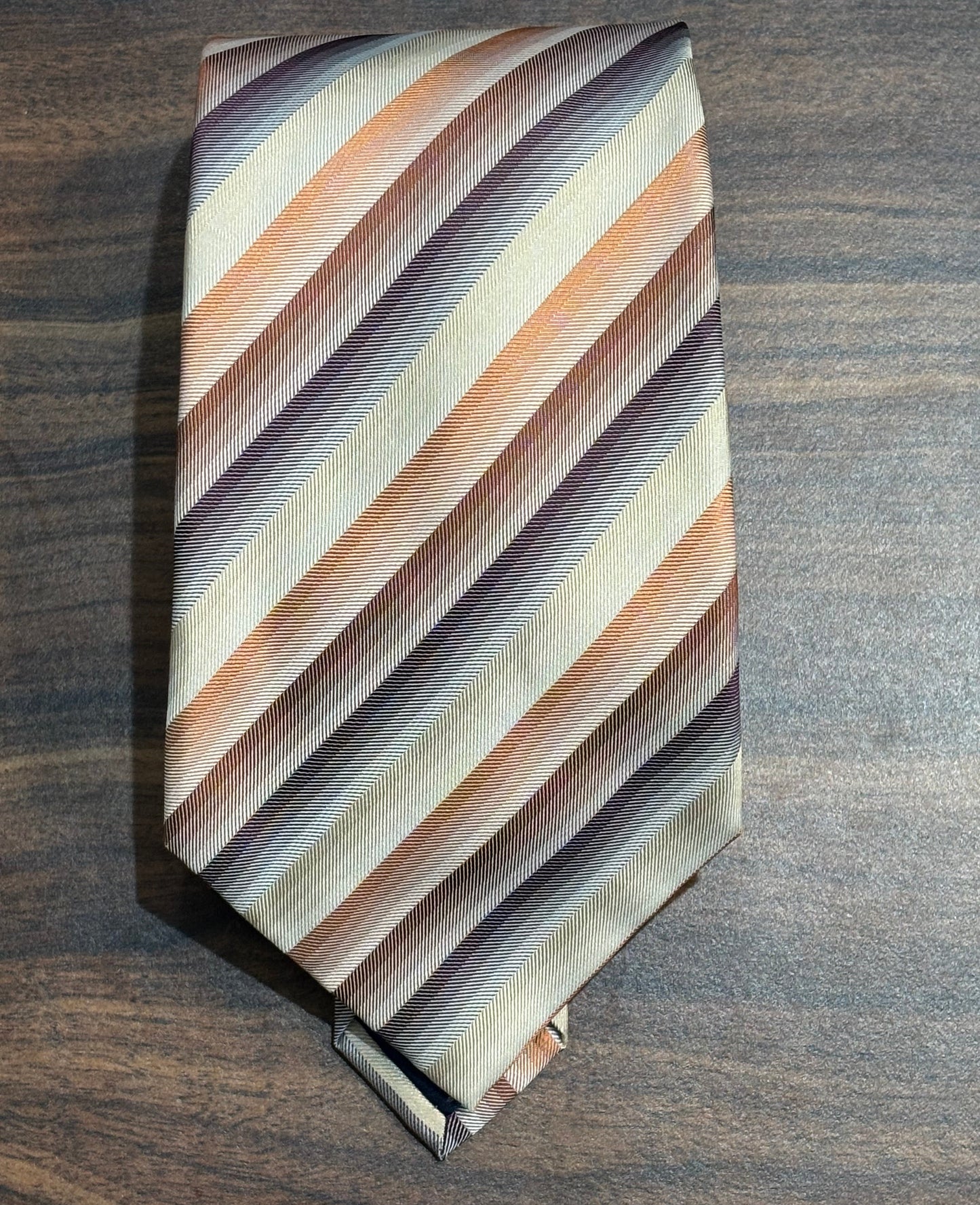 Dockers Stain Resistant Cream Multicolored Striped Tie 58” 100% Silk