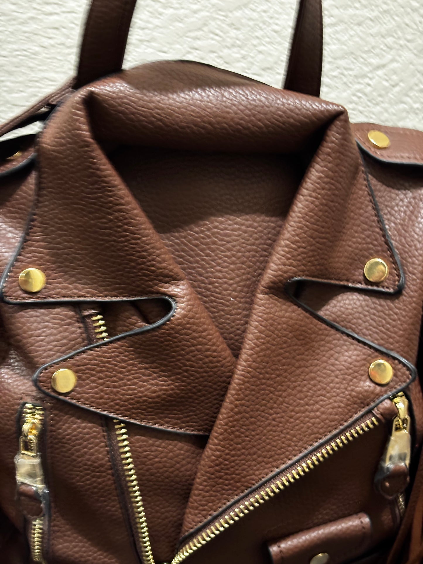 Brown Moto Jacket Handbag/Backpack