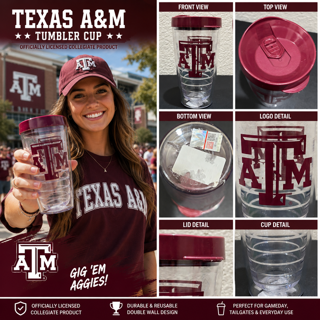 Texas A&M tumbler cup